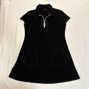NWT MSK Black Zip-Front Utility Dress with Contrast Stitching